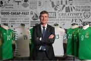 24 August 2020; Republic of Ireland manager Stephen Kenny poses for a portrait prior to a press conference following his squad announcement at JACC Headquarters in Dublin as the FAI unveiled a new six-year partnership with the New Era brand of headwear and leisurewear. Photo by Stephen McCarthy/Sportsfile