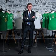24 August 2020; Republic of Ireland manager Stephen Kenny poses for a portrait prior to a press conference following his squad announcement at JACC Headquarters in Dublin as the FAI unveiled a new six-year partnership with the New Era brand of headwear and leisurewear. Photo by Stephen McCarthy/Sportsfile