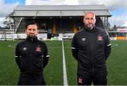 26 August 2020; Newly appointed Dundalk interim head coach Filippo Giovagnoli, right, and assistant coach Giuseppe Rossi ahead of a Dundalk FC press conference at Oriel Park in Dundalk, Louth. Photo by Ben McShane/Sportsfile