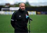 26 August 2020; Newly appointed Dundalk interim head coach Filippo Giovagnoli is interviewed by RTÉ ahead of a Dundalk FC press conference at Oriel Park in Dundalk, Louth. Photo by Ben McShane/Sportsfile