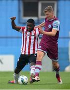 29 August 2020; James Akintunde of Derry City in action against Derek Prendergast of Drogheda United during the Extra.ie FAI Cup Second Round match between Drogheda United and Derry City at United Park in Drogheda, Louth. Photo by Stephen McCarthy/Sportsfile