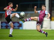 29 August 2020; Richie O'Farrell of Drogheda United in action against Joe Thomson of Derry City during the Extra.ie FAI Cup Second Round match between Drogheda United and Derry City at United Park in Drogheda, Louth. Photo by Stephen McCarthy/Sportsfile