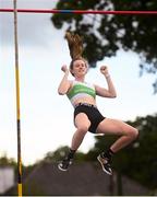 30 August 2020; Orla Coffey of Carraig-Na-Bhfear AC, Cork, celebrates a clearance on her way to winning the Women's Pole Vault event during day four of the Irish Life Health National Senior and U23 Athletics Championships at Morton Stadium in Santry, Dublin. Photo by Sam Barnes/Sportsfile
