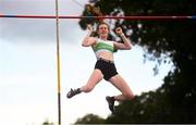 30 August 2020; Orla Coffey of Carraig-Na-Bhfear AC, Cork, celebrates a clearance on her way to winning the Women's Pole Vault event during day four of the Irish Life Health National Senior and U23 Athletics Championships at Morton Stadium in Santry, Dublin. Photo by Sam Barnes/Sportsfile