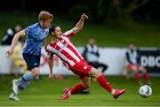 30 August 2020; Ronan Coughlan of Sligo Rovers in action against Paul Doyle of UCD during the Extra.ie FAI Cup Second Round match between UCD and Sligo Rovers at UCD Bowl in Belfield, Dublin. Photo by Stephen McCarthy/Sportsfile