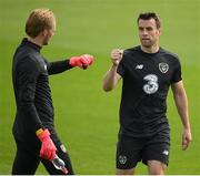 1 September 2020; Seamus Coleman, right, and Caoimhín Kelleher during a Republic of Ireland training session at FAI National Training Centre in Abbotstown, Dublin. Photo by Stephen McCarthy/Sportsfile