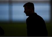 1 September 2020; Republic of Ireland manager Stephen Kenny during an activation session prior to Republic of Ireland training session at the Sport Ireland National Indoor Arena in Dublin. Photo by Stephen McCarthy/Sportsfile