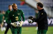 3 September 2020; Darren Randolph of Republic of Ireland and goalkeeping coach Alan Kelly, right, ahead of the UEFA Nations League B match between Bulgaria and Republic of Ireland at Vasil Levski National Stadium in Sofia, Bulgaria. Photo by Alex Nicodim/Sportsfile