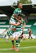 5 September 2020; Danny Lafferty of Shamrock Rovers celebrates with team-mate Graham Burke after scoring his side's first goal during the SSE Airtricity League Premier Division match between Shamrock Rovers and Bohemians at Tallaght Stadium in Dublin. Photo by Eóin Noonan/Sportsfile