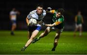 5 September 2020; Cathal Corrigan of Errigal Ciaran in action against Ryan Jones of Dungannon during the Tyrone County Senior Football Championship Semi-Final match between Dungannon Thomas Clarke GAA and Errigal Ciaran at Healy Park in Omagh, Tyrone. Photo by David Fitzgerald/Sportsfile