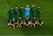 6 September 2020; The Republic of Ireland team, top row, from left, Adam Idah, John Egan, Matt Doherty, Darren Randolph, Shane Duffy and Enda Stevens. Bottom row, from left, Aaron Connolly, Callum O’Dowda, Harry Arter, Robbie Brady and Jayson Molumby line-up for the team photo ahead of the UEFA Nations League B match between Republic of Ireland and Finland at the Aviva Stadium in Dublin. Photo by Seb Daly/Sportsfile