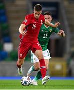 7 September 2020; Markus Henriksen of Norway in action against Jordan Thompson of Northern Ireland during the UEFA Nations League B match between Northern Ireland and Norway at the National Football Stadium at Windsor Park in Belfast. Photo by Stephen McCarthy/Sportsfile
