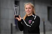 11 September 2020; Wexford Youths midfielder Ellen Molloy with her Barretstown / Women's National League Player of the Month award for August. Photo by Matt Browne/Sportsfile