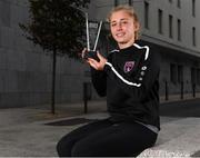 11 September 2020; Wexford Youths midfielder Ellen Molloy with her Barretstown / Women's National League Player of the Month award for August. Photo by Matt Browne/Sportsfile