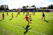 26 September 2020; Shelbourne players warm up prior to the Women's National League match between Shelbourne and Peamount at Tolka Park in Dublin. Photo by Stephen McCarthy/Sportsfile