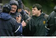 15 January 2004; Leinster captain Reggie Corrigan, right, pictured with team coach Gary Ella and assistant coach Willie Anderson during squad training. Leinster Squad Training, Old Belvedere Rugby Club, Donnybrook, Dublin. Picture credit; Matt Browne / SPORTSFILE *EDI*