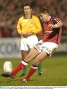 17 January 2004; Ronan O'Gara, Munster, kicks a conversion against Gloucester. Heineken European Cup 2003-2004, Round 4, Pool 5, Munster v Gloucester, Thomond Park, Limerick. Picture credit; Brendan Moran / SPORTSFILE *EDI*