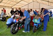 5 July 2013; A general view of motorcycles during inspection ahead of the practice day for the Skerries 100 Road Races. Skerries, Co. Dublin. Picture credit: Barry Cregg / SPORTSFILE