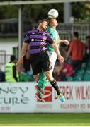 5 July 2013; Jason Byrne, Bray Wanderers, in action against James Chambers, Shamrock Rovers. Airtricity League Premier Division, Bray Wanderers v Shamrock Rovers, Carlisle Grounds, Bray, Co. Wicklow. Picture credit: Peter Fitzpatrick / SPORTSFILE