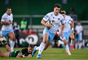 3 October 2020; Huw Jones of Glasgow Warriors on his way to scoring his side's second try during the Guinness PRO14 match between Connacht and Glasgow Warriors at The Sportsground in Galway. Photo by Ramsey Cardy/Sportsfile