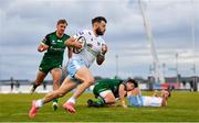 3 October 2020; Tommy Seymour of Glasgow Warriors on his way to scoring his side's third try during the Guinness PRO14 match between Connacht and Glasgow Warriors at The Sportsground in Galway. Photo by Ramsey Cardy/Sportsfile