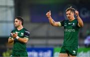 3 October 2020; John Porch, right, and Caolin Blade applaud Connacht supporters following the Guinness PRO14 match between Connacht and Glasgow Warriors at The Sportsground in Galway. Photo by Ramsey Cardy/Sportsfile