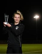 7 October 2020; Cork City forward Saoirse Noonan with the Barretstown / Women's National League Player of the Month award for September at Mayfield AFC in Cork. Photo by Piaras Ó Mídheach/Sportsfile