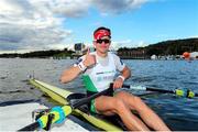 9 October 2020; Fintan McCarthy of Ireland after winning the Men’s Lightweight Single Sculls Repechage heat, on day one of the 2020 European Rowing Championships in Poznan, Poland. Photo by Jakub Piasecki/Sportsfile