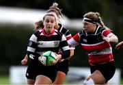10 October 2020; Jemma Jackson of Old Belvedere RFC in action against Amy O'Neill of Wicklow RFC during the Energia Women's Community Series Leinster Conference match between Old Belvedere RFC and Wicklow RFC at Old Belvedere Rugby Club in Dublin. Photo by Matt Browne/Sportsfile