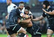 10 October 2020; Marcell Coetzee of Ulster is tackled by Sam Parry and Tom Botha of Ospreys during the Guinness PRO14 match between Ospreys and Ulster at Liberty Stadium in Swansea, Wales. Photo by Ben Evans/Sportsfile