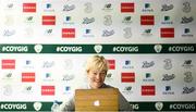 18 October 2020; Head coach Vera Pauw during a virtual Republic of Ireland press conference at her team's training base in Duisburg, Germany. Photo by Stephen McCarthy/Sportsfile