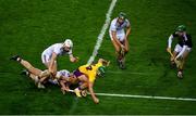 31 October 2020; Conor McDonald of Wexford in action against Galway players, left to right, Shane Cooney, Sean Linnane, Fintan Burke, and Éanna Murphy the Leinster GAA Hurling Senior Championship Semi-Final match between Galway and Wexford at Croke Park in Dublin. Photo by Daire Brennan/Sportsfile