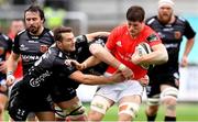 1 November 2020; Jack O’Donoghue of Munster is tackled by Matthew Screech and Josh Lewis of Dragons during the Guinness PRO14 match between Dragons and Munster at Rodney Parade in Newport, Wales. Photo by Ben Evans/Sportsfile