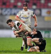 9 November 2020; Craig Gilroy of Ulster is tackled by Tom Gordon of Glasgow Warriors during the Guinness PRO14 match between Ulster and Glasgow Warriors at the Kingspan Stadium in Belfast. Photo by Ramsey Cardy/Sportsfile