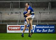 15 November 2020; Gearóid McKiernan, right, and Jason McLoughlin celebrate after the Ulster GAA Football Senior Championship Semi-Final match between Cavan and Down at Athletic Grounds in Armagh. Photo by Dáire Brennan/Sportsfile