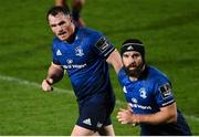 16 November 2020; Peter Dooley, left, and Scott Fardy of Leinster during the Guinness PRO14 match between Leinster and Edinburgh at RDS Arena in Dublin. Photo by Ramsey Cardy/Sportsfile