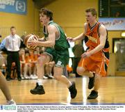 30 January 2004; Scott Kinevane, Shamrock Rovers, in action against Ciaran O'Donoghue, Dart KIllester. National Basketball Cup 2004, Junior Men's Semi-Final, Dart Killester v Shamrock Rovers, The ESB Arena, Tallaght, Dublin. Picture credit; Brendan Moran / SPORTSFILE *EDI*