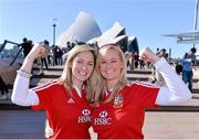 6 July 2013; British & Irish Lions supporters Laura Feeney, from Foxrock, Dublin, left, and Naoisa O'Brien, from Donnybrook, Dublin, are photographed in front of The Sydney Opera House ahead of the thrid and final test match. British & Irish Lions Tour 2013, 3rd Test, Australia v British & Irish Lions. Circular Quay, Sydney, Australia. Picture credit: Stephen McCarthy / SPORTSFILE