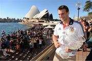 7 July 2013; British & Irish Lions captain Sam Warburton with the Tom Richards Cup at the Sydney Opera House following their 2-1 series victory over Australia. British & Irish Lions Tour 2013, Press Conference. Sydney Opera House, Sydney, NSW, Australia. Picture credit: Stephen McCarthy / SPORTSFILE