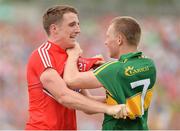 7 July 2013; Aidan Walsh, Cork, and Peter Crowley, Kerry, tussle off the ball during the second half. Munster GAA Football Senior Championship Final, Kerry v Cork, Fitzgerald Stadium, Killarney, Co. Kerry. Picture credit: Diarmuid Greene / SPORTSFILE