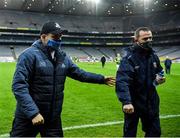 21 November 2020; Dublin manager Dessie Farrell and Meath manager Andy McEntee after the Leinster GAA Football Senior Championship Final match between Dublin and Meath at Croke Park in Dublin. Photo by Ray McManus/Sportsfile