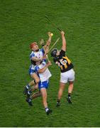 28 November 2020; Tadhg de Búrca, left, Kevin Moran of Waterford in action against Niall Brassil of Kilkenny during the GAA Hurling All-Ireland Senior Championship Semi-Final match between Kilkenny and Waterford at Croke Park in Dublin. Photo by Daire Brennan/Sportsfile