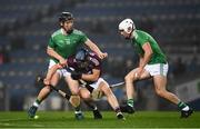 29 November 2020; Peter Casey, left, and Limerick team-mate Aaron Gillane in action against Seán Loftus of Galway during the GAA Hurling All-Ireland Senior Championship Semi-Final match between Limerick and Galway at Croke Park in Dublin. Photo by Ray McManus/Sportsfile