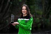 11 December 2020; Karen Duggan of Peamount United with her Barretstown / WNL Player of the Month for November at Terenure in Dublin. Photo by Piaras Ó Mídheach/Sportsfile