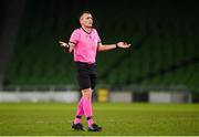 10 December 2020; Referee Ivan Bebek during the UEFA Europa League Group B match between Dundalk and Arsenal at the Aviva Stadium in Dublin. Photo by Stephen McCarthy/Sportsfile