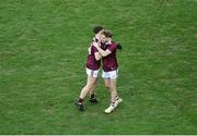 19 December 2020; Nathan Grangier, left, and Matthew Cooley of Galway celebrate after the EirGrid GAA Football All-Ireland Under 20 Championship Final match between Dublin and Galway at Croke Park in Dublin. Photo by Daire Brennan/Sportsfile