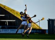 20 December 2020; Liam Schockman of Wexford in action against Denis Walsh of Kilkenny during the Electric Ireland Leinster GAA Hurling Minor Championship Semi-Final match between Wexford and Kilkenny at Chadwicks Wexford Park in Wexford. Photo by Seb Daly/Sportsfile