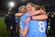 20 December 2020; Dublin players, from left, Nicole Owens, Jennifer Dunne, and Lauren Magee celebrate after the TG4 All-Ireland Senior Ladies Football Championship Final match between Cork and Dublin at Croke Park in Dublin. Photo by Piaras Ó Mídheach/Sportsfile