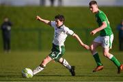 4 February 2018; Kian Levy of Republic of Ireland U16 in action against Ben McCormack of Republic of Ireland U15 during the International Representative Friendly match between Republic of Ireland U15 and Republic of Ireland U16 at the FAI National Training Centre in Abbotstown, Dublin. Photo by Ramsey Cardy/Sportsfile