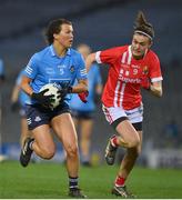 20 December 2020; Leah Caffrey of Dublin in action against Hannah Looney of Cork during the TG4 All-Ireland Senior Ladies Football Championship Final match between Cork and Dublin at Croke Park in Dublin. Photo by Brendan Moran/Sportsfile